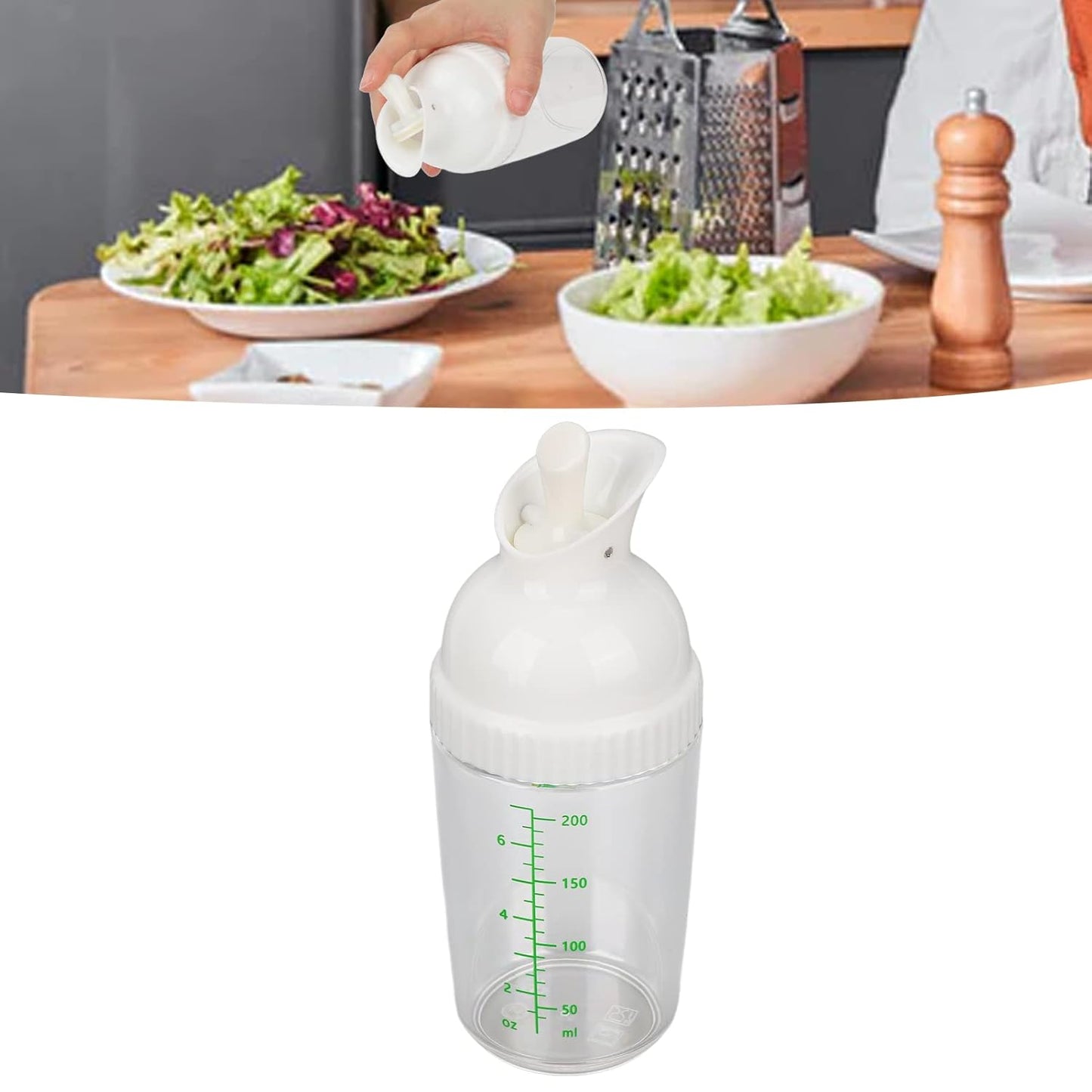 Yosoo Health Gear Salad Dressing Shaker 200ml, Leakproof Sauce Dispenser Bottle With One-Handed Lever Lid For Kitchen Oil Vinegar And Marinade Storage