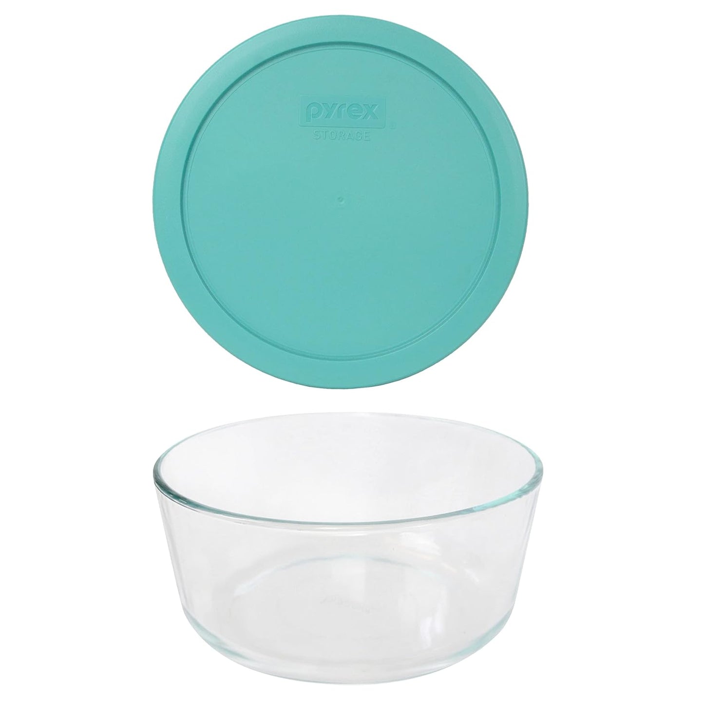 Pyrex 7203 7-Cup Glass Bowl and 7402-PC 6/7-Cup Turquoise Lid - Made in USA