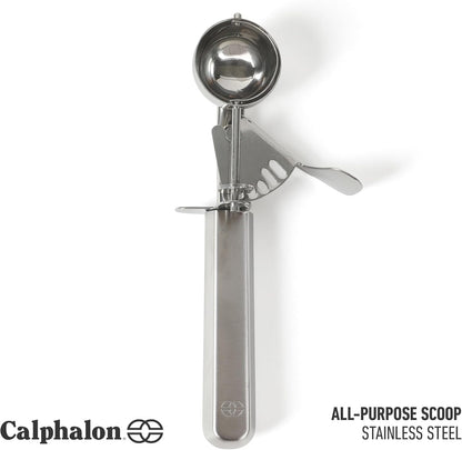 Calphalon Cookie Scoop, Stainless Steel Trigger Scoop for Cookie Dough, Ice Cream & Batter, Portion Control Kitchen Scoop with Release Mechanism, Taupe