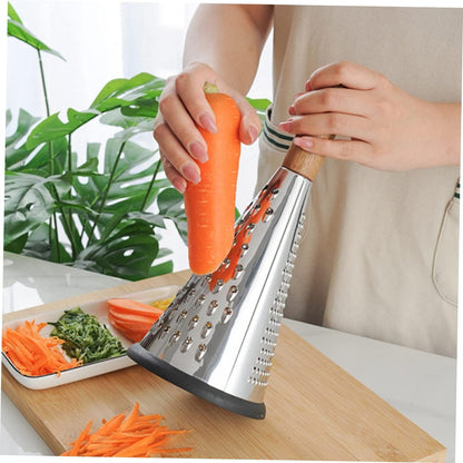 Kitchen Grater Cheese Grater with Handle Carrot Peeler Veggie spiralizer Manual Mandoline Slicer Cheese Slicer Cucumber Slicer Cone-Shaped Cheese Grater Truffle Wood Vertical