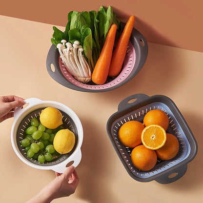 Collapsible Colander and Strainer,Silicone Strainer Colanders & Food Strainers,for Vegetable and Fruit, Kitchen Essentials (2, Blue, 1.3L+2.5L)