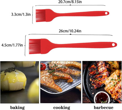 Silicone Basting Pastry Brushes Set, 2 Pcs Heat Resistant Kitchen Cooking Baking Brush for Oil Butter Sauce BBQ Grill, BPA Free, Dishwasher Safe, 8&10 inch