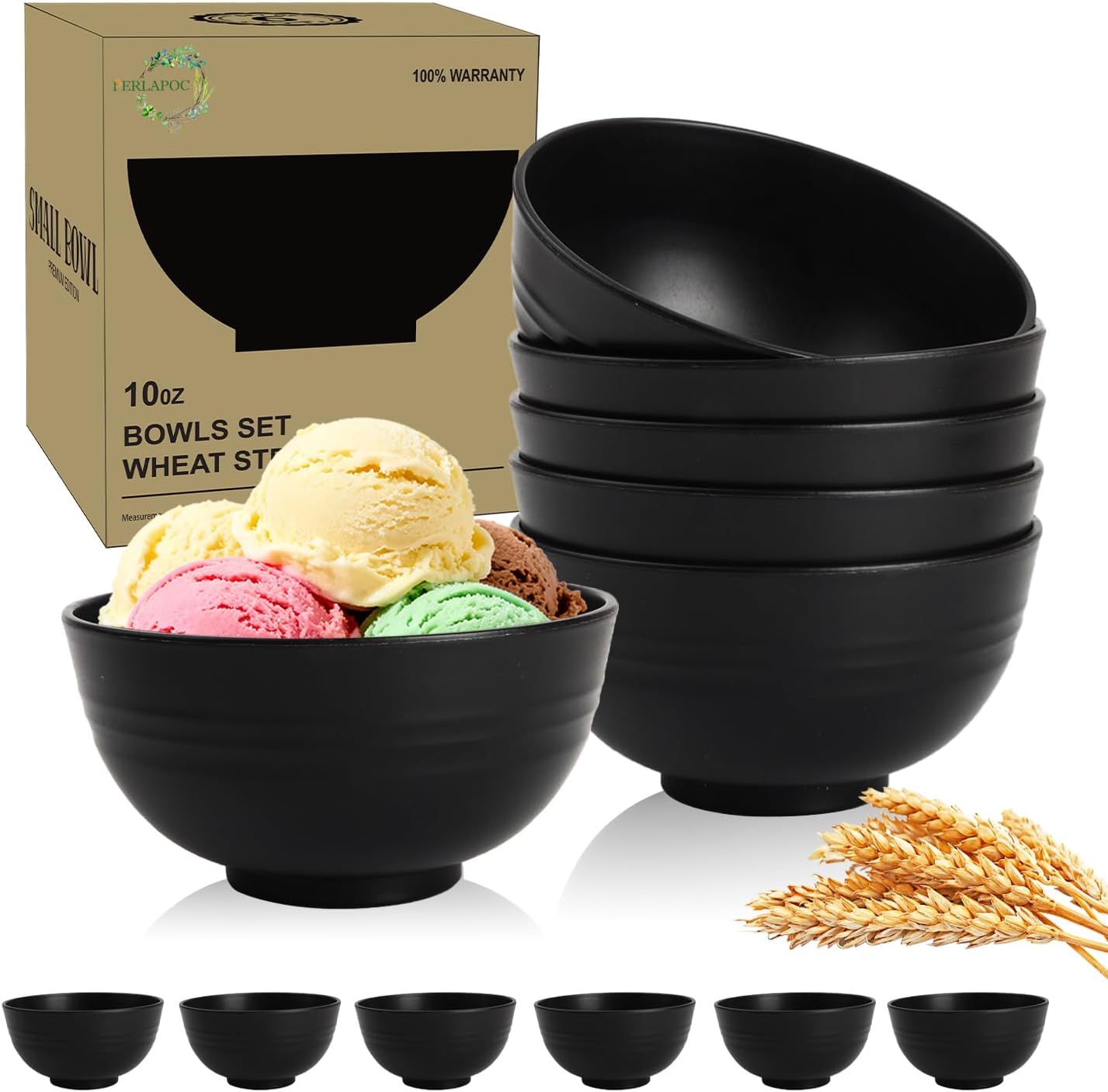 Wheat Straw Bowls Set with Lids, Unbreakable 40 OZ Cereal Bowls Set of 4, Salad Container for Lunch, Microwave & Dishwasher Safe Bowl Set for Kitchen, Picnic, RV, Camping, Multi
