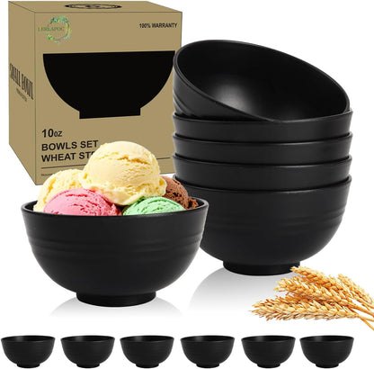 Wheat Straw Bowls Set with Lids, Unbreakable 40 OZ Cereal Bowls Set of 4, Salad Container for Lunch, Microwave & Dishwasher Safe Bowl Set for Kitchen, Picnic, RV, Camping, Multi