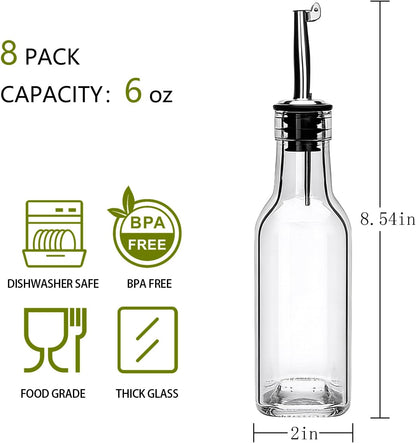 Salzesfalls 8 Pack 17oz Olive Oil Dispenser Bottle,Oil Dispenser for Kitchen, Cooking Oil Dispenser,Vinegar Cruet Bottle with Pourers