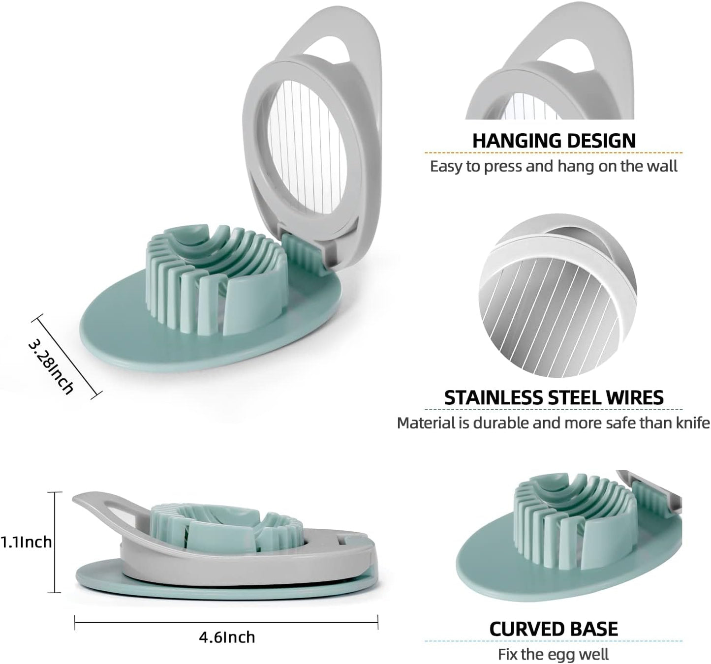 2 Pack Egg Slicer for Hard Boiled Eggs, Dokpod Egg Cutter for Hard Boiled Eggs, Stainless Steel Wire Egg Slicers, Egg Salad Maker, Boiled Egg Slicers, Boiled Egg Cutter