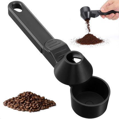Sibba 2-in-1 Coffee Scoop & Funnel for Refillable Ground Coffee Pods Reusable K Cups Precise Measuring Scoop, Coffees Measuring Scoops with Funnel Tablespoon for Protein Milk Powder, Tea (Black)
