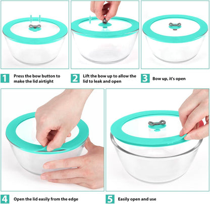 2 Pack Replacement Lids for Pyrex 7201-PC 4 Cup Glass Containers Mixing Bowl Silicone Storage Cover Leakproof Red