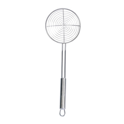 Restaurantware Stainless Steel Skimmer Spoon - German Standard Spoon Spider Strainer, Ergonomic Handle, Dishwasher Safe, Heat Resistant - Slotted Skimmer Colander for Cooking, Frying