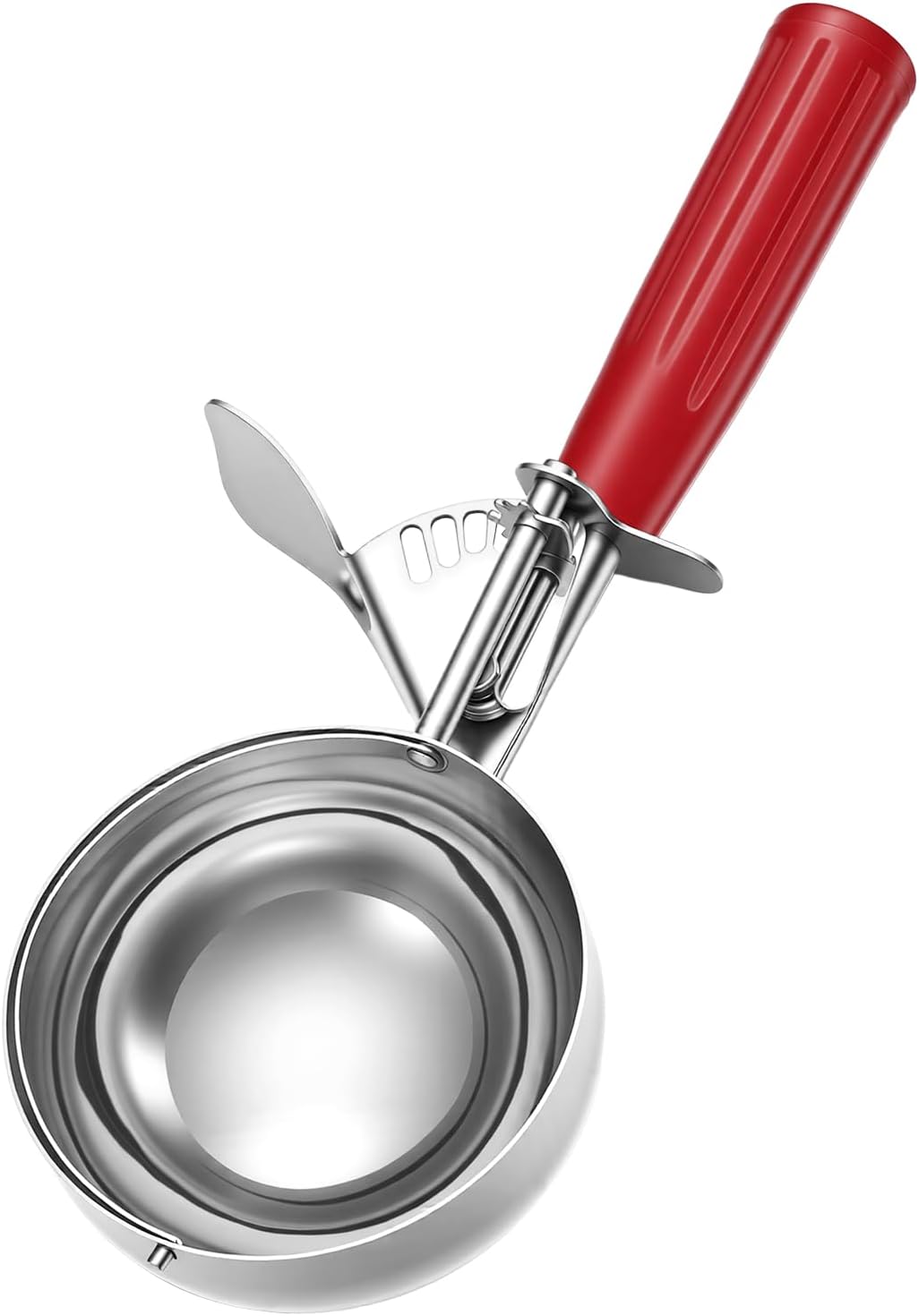 1 Pcs 8 Ounce Portion Scoops Ice Cream Scooper with Trigger Stainless Steel Portion Control Scoop for Restaurant, Baking Food, Cookie Dough, Cupcake Batter (Red)