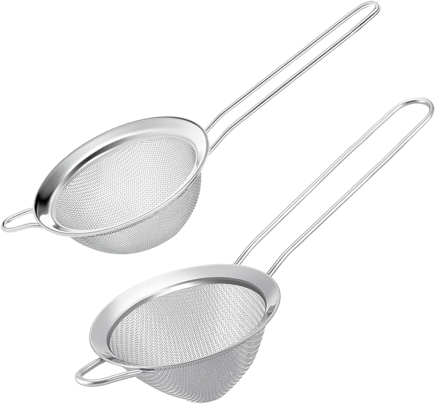 Small Fine Mesh Strainer Set, Stainless Steel Mini Sieve, Bar Strainer for Cocktail, Juice, Coffee, Tea Strainer for Loose Leaf Tea, Mini Sifter for Matcha, Flour, 2 PCS