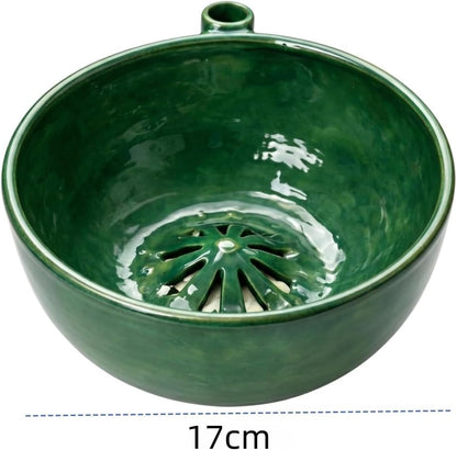 Berry Ceramic Bowl, Ceramic Fruit Washer, Vortex Washing Berry Washing Bowl with Drain Holes, Rinse & Drain Fruit Washing Bowl for Kitchen Prep Berries Grapes Vegetables Home Daily Use (1)