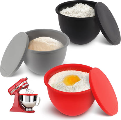 5QT Glass Bowl Compatible with KitchenAid 4.5 and 5-Quart Tilt Stand Mixers,Glass Mixing Bowl with Lid, Measurement Markers and Handle