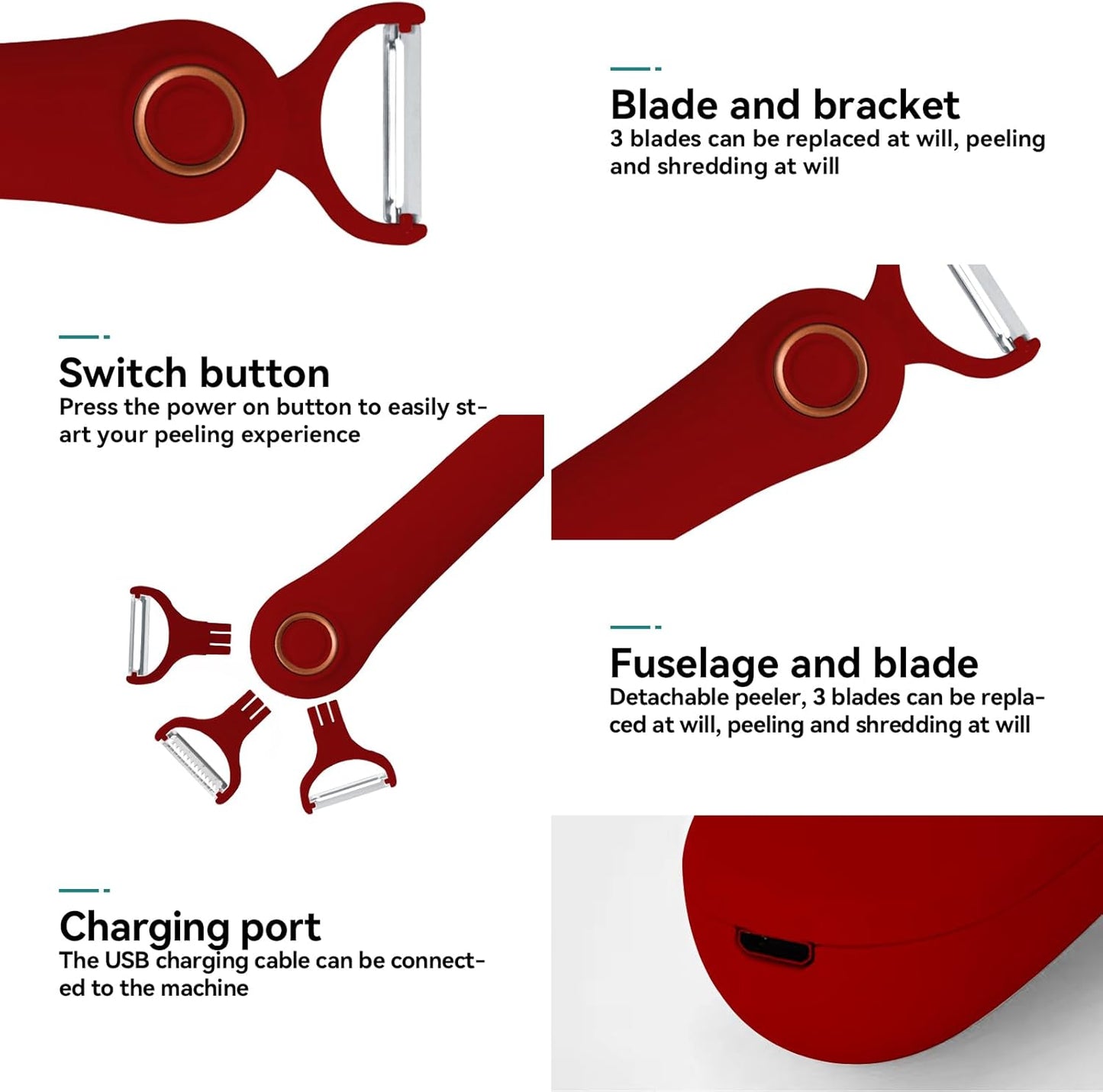 2-in-1 Electric Peeler | Auto Blade for Fruits/Vegetables | 2 Interchangeable Blades | 2*AAA | Kitchen, Travel, Camping