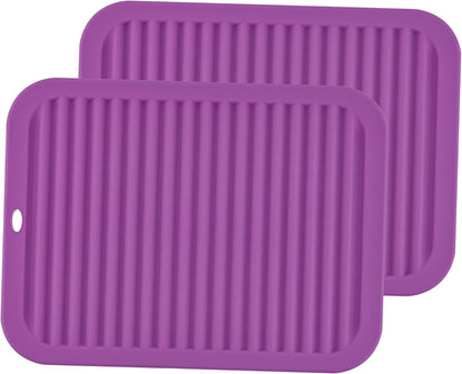 Silicone Hot Pads for Kitchen, Trivets for Hot Pots and Pans, Multi-Purpose Trivets for Quartz Countertops, Non Slip Trivet Mat, Silicone Mats for Kitchen Counter Pot Holders Set 2 Black