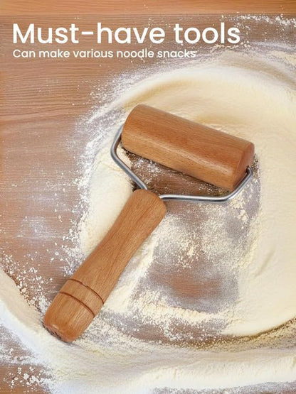 Pizza Rolling Pin, Small Rolling Pin, Non-Stick Wooden Dough Roller for Pastry Tortilla Pizza Cookie Dumpling (Type 2)