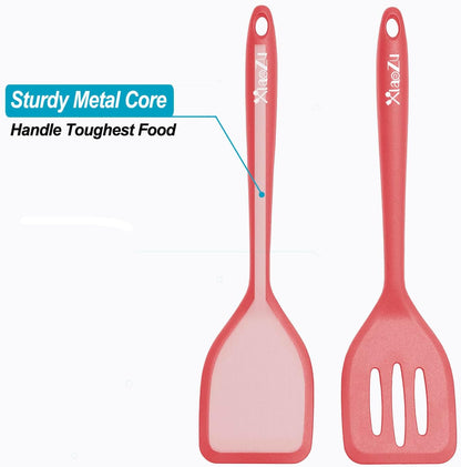 Silicone Spatula Turner Set, High Heat Resistant Spatulas with Seamless One Piece Design, Nonstick Rubber Flippers Utensils for Baking & Cooking,BPA-Free, Starry Blue,11IN