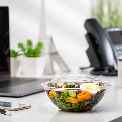GUSTO [18 oz. - 50 Count Clear Plastic Salad Bowls with Lids, Disposable Salad Containers - Perfect for Takeout, Salads, and Meal Prep (Formerly Comfy Package)