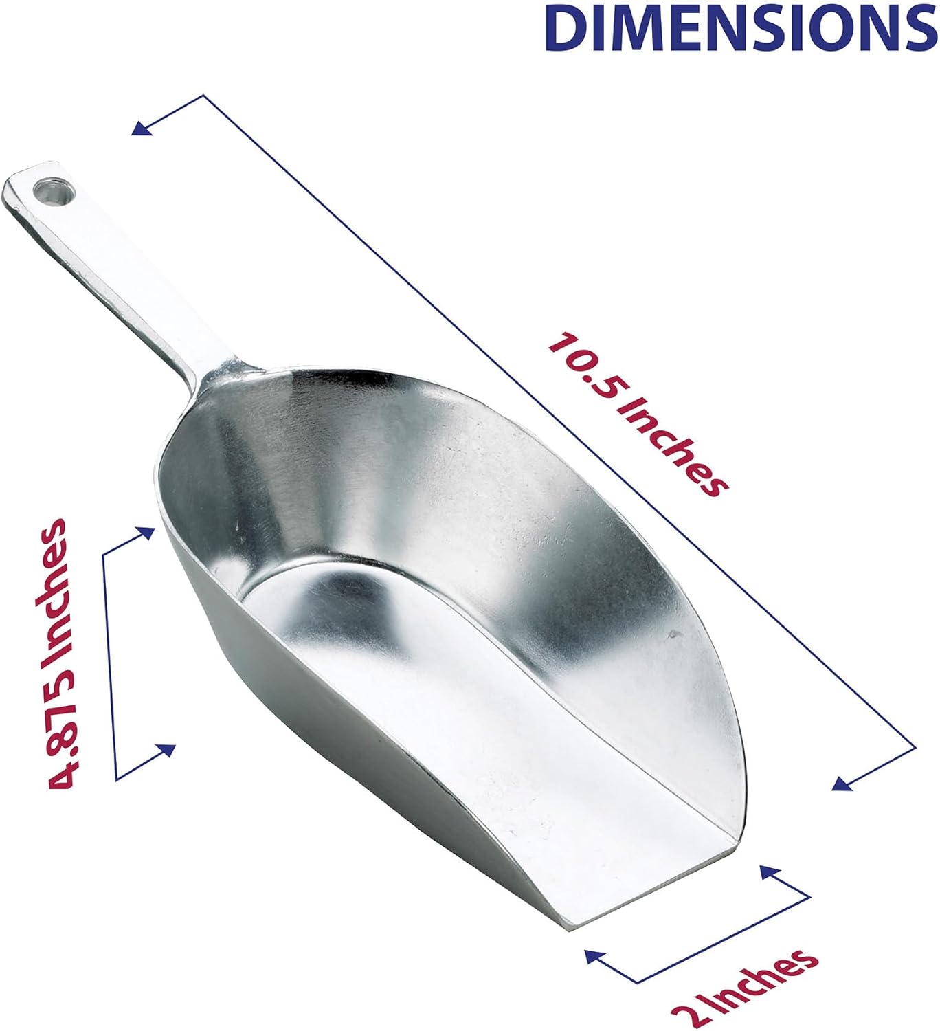 HIC Kitchen Flat Bottom Food Utility Scoop, 7.5-Inch, 185-Millimeter, Set of 2, Commercial-Grade Anodized Cast Aluminum