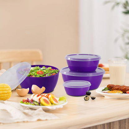 4-Piece Classic Plastic Prep Bowls with Lids, Nesting Plastic Small Mixing Bowl Set for Mixing, Baking, Prepping, Cooking and Serving Food, Microwave and Dishwasher Safe