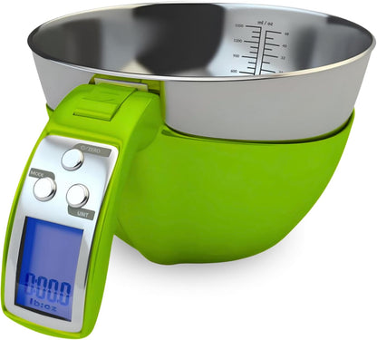 Fradel Digital Kitchen Food Scale with Bowl - 11lb, Grams & Ounces - Removable, Dishwasher-Safe Mixing Bowl - Black
