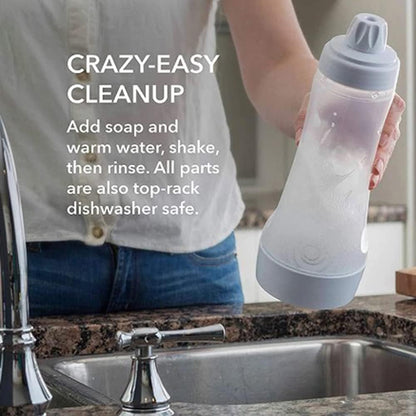 Pancake Batter Dispenser – 2-in-1 Pancake Dispenser Mixer Bottle with Stainless Steel wire whisk Ball – Pancake Maker, also used for nutritional supplements.