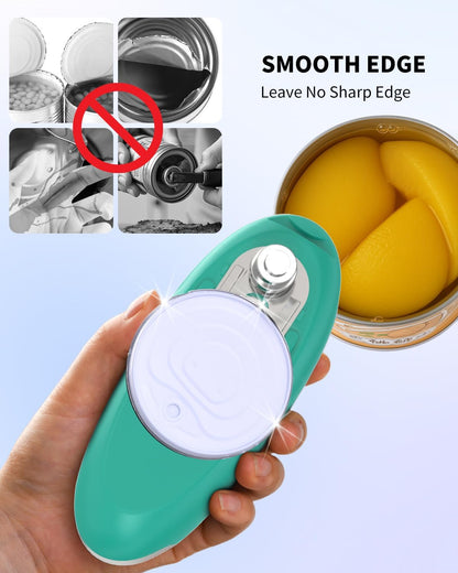 CIRCLE JOY Electric Can Opener, One-Touch Automatic Can Opening with Smooth Edges, Food Safety Handheld Battery-Operated Can Opener for Kitchen and Seniors, Black
