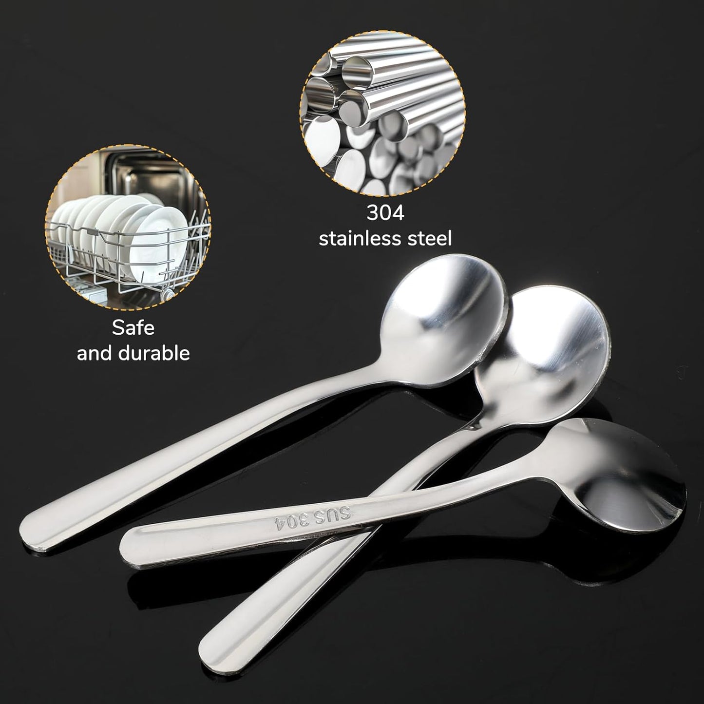 Small Spoons Mini Set, 6 PCS Tiny Stainless Steel Spoons for Spices Jars 3.4" Condiment Spoon 304 Food Grade Seasoning Spoon for Salt Spice Jars, Spices, Pepper, Sugar, Coffee