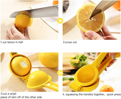 Y-ME Manual Juicer Citrus Lemon Squeezer, Fruit Juicer Lime Press Metal, Professional Hand Juicer Kitchen Tool(Yellow）