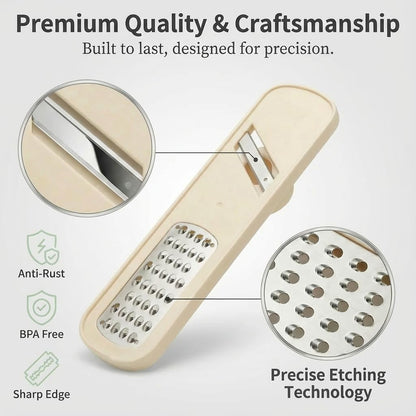 2Pcs 3 in 1 Mini Garlic Grinder, Multifunctional Garlic Grater Ginger Vegetable Chopper, Handheld Kitchen Gadget with Container & Safety Guard for Camping Picnic Cooking