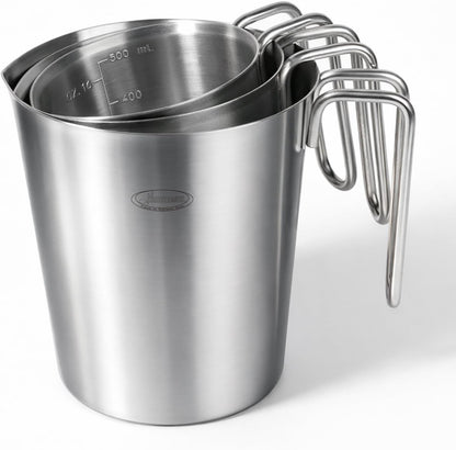 Newness Stainless Steel Measuring Cup, Metal Measuring Cup with Handle (Upgraded, 3 Marking Including Cup/ML/Ounce Scale), 16 Ounces (0.5 Liter, 2 Cup)