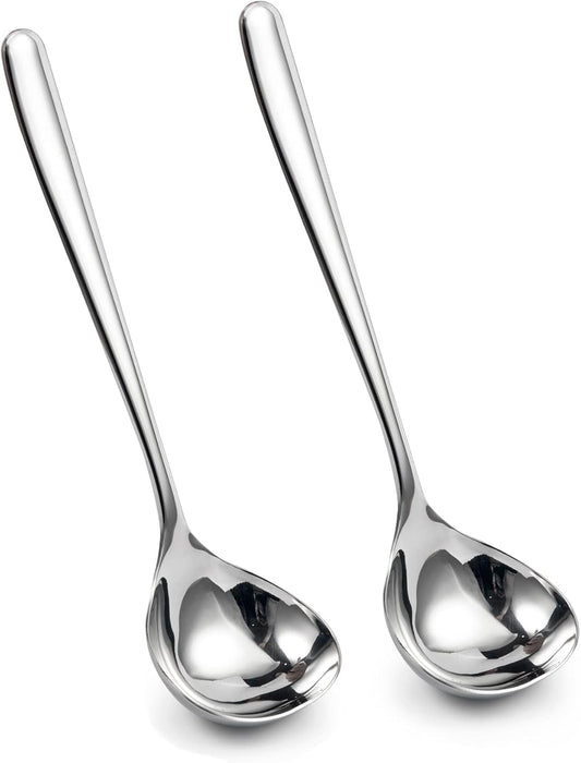IMEEA 8-Inch Stainless Steel Sauce Ladle with Long Handle, Small Serving Ladle for Gravy, Dressing & Toppings, Set of 4