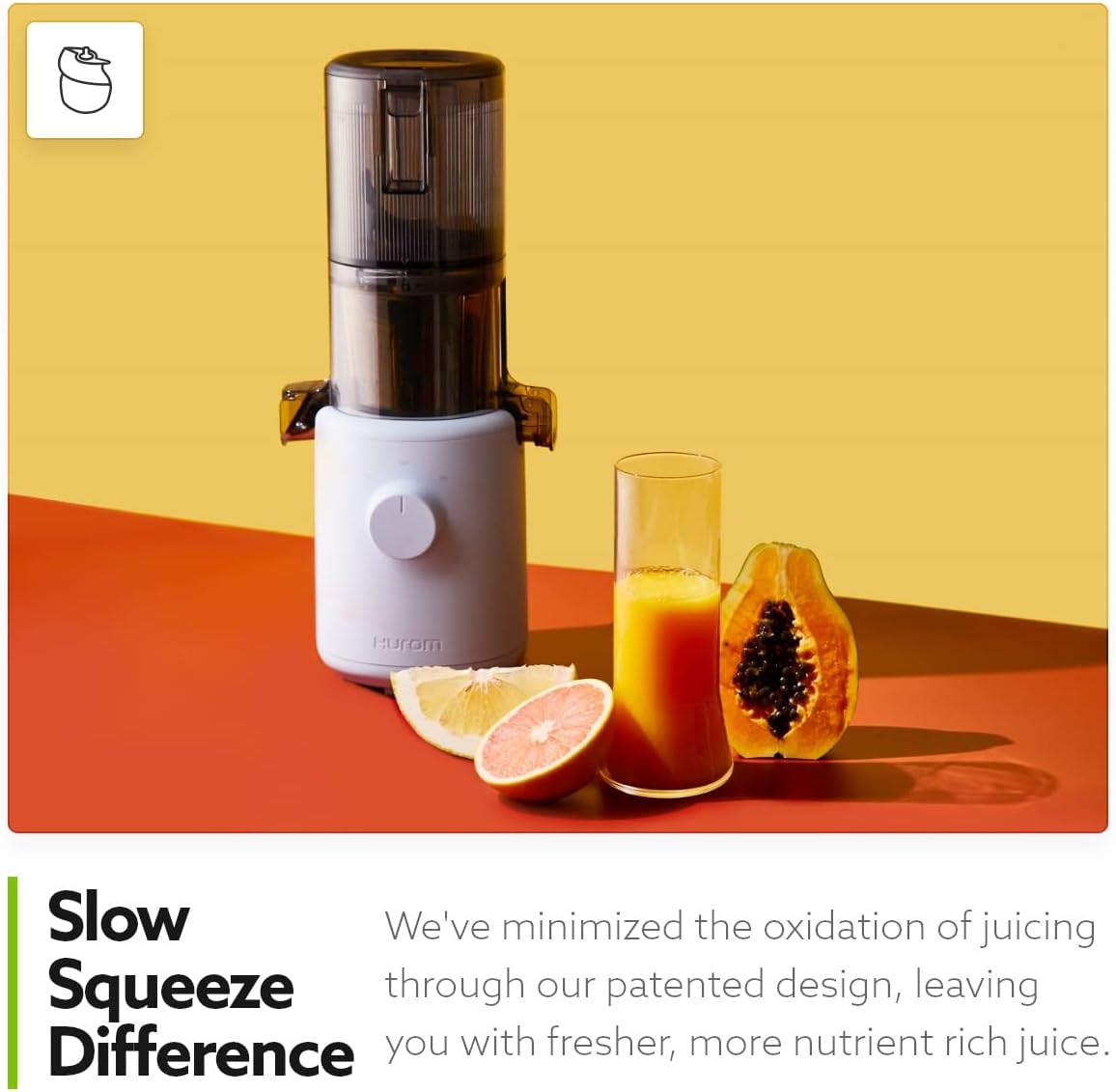 Hurom H310 Easy Clean Slow Juicer, Lavender | Compact | Quiet Motor | Hopper Fits Whole Produce | Scrub Free | Easy Assembly | Cold Press Masticating Juicer