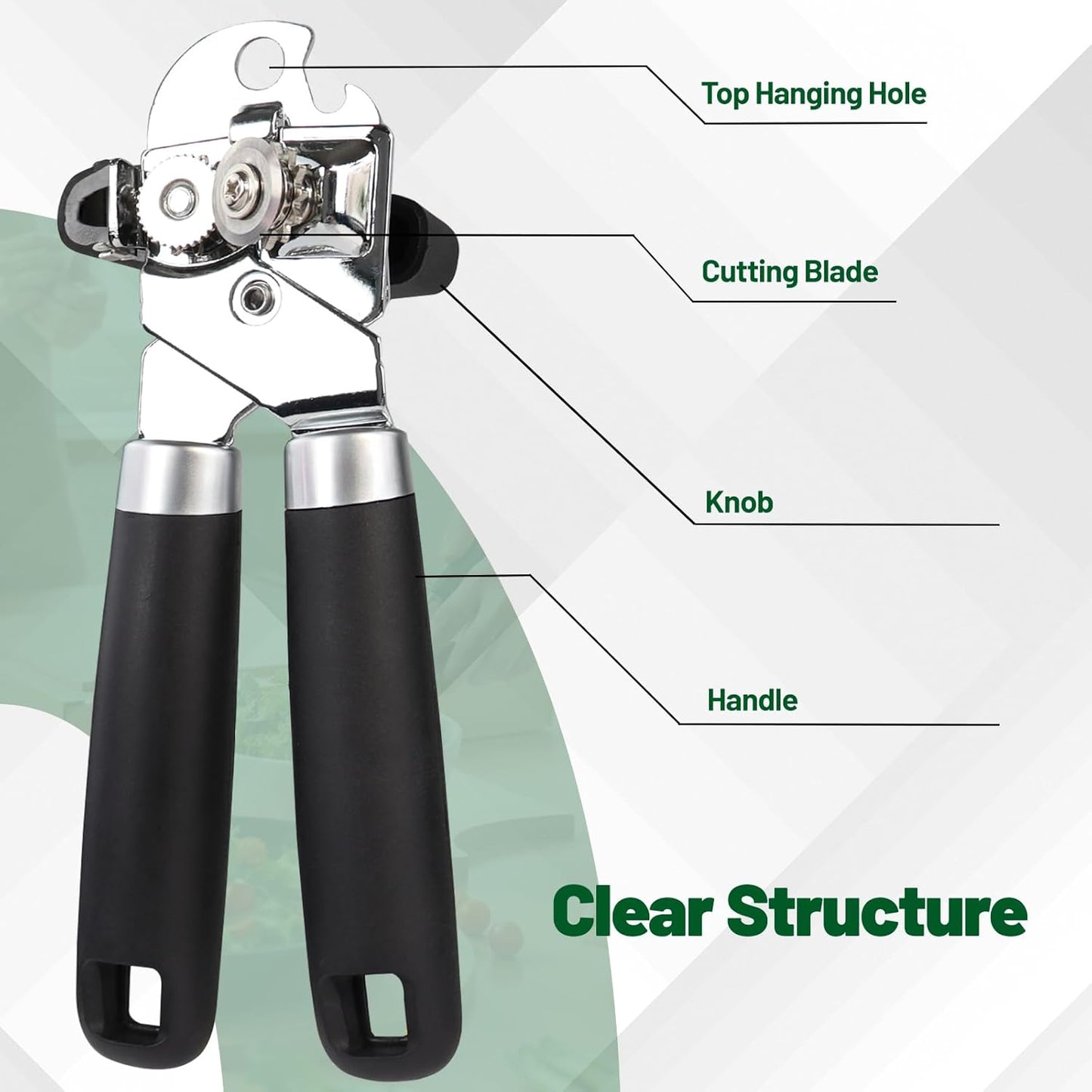 Can Opener Multifunction Manual Can Opener Features Black Stainless Steel Construction Open Can Beer Bottle with Magnetic Function for Daily Kitchen Use Seniors and Arthritis Hands