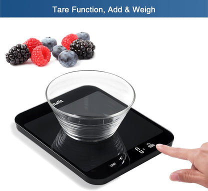 Vitafit 33lb/15kg Digital Food Scale in High Precision 0.1oz/1g, Our Own Kitchen Scale Professional Factory Since 2001, Home and Kitchen Essentials for Cooking and Baking, LED, 3*AAA Batteries, Black