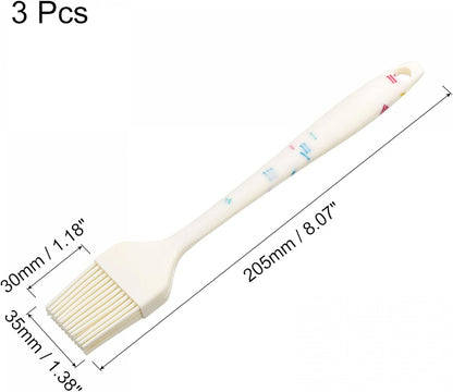 uxcell Basting Pastry Brush, 8" Silicone Flexible Brushes for Baking, Cooking, Grilling, White