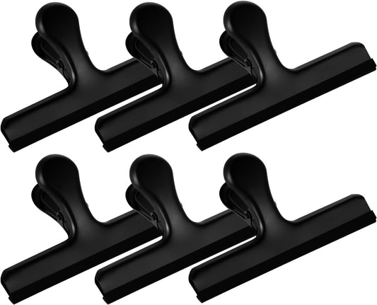 HOUSE AGAIN 6 Pack Stainless Steel Chip Bag Clips Covered with Colorful Silicone - NO More Sharp Edges - Color Coded for Food Bags - Air Tight Seal, Heavy Duty for Kitchen and Office, 5 Inches-Silver