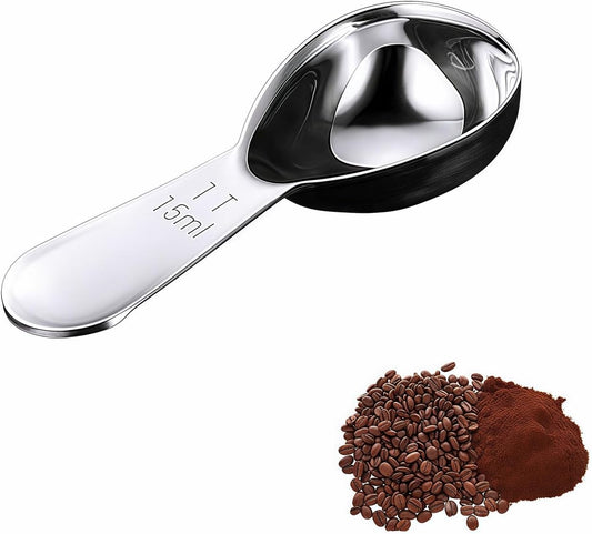1 Tbsp(30ml) Coffee Scoop,Stainless Steel Measuring Spoons for Coffee,Protein Powder,Sugar,Easy Read Laser Engraved Mark,Short Handle Fits in Container,Rust-Resistant,Drop-Resistant (2T 30ml)