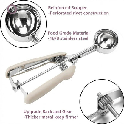 Ice Cream Scoop, 18/8 Stainless Steel Cookie Scoop, Cookie Scoops for Baking, 2 Tbsp/ 30 ml/ 1 oz Cookie Dough Scoop, Ice Cream Scooper with Trigger Release, Cookie Scooper for Baking