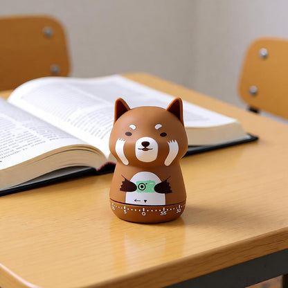 Mechanical Kitchen Timer,Cute,Novelty,60 Minutes Manual Countdown,Kitchen Classroom Learning Cooking (Orange Fox)