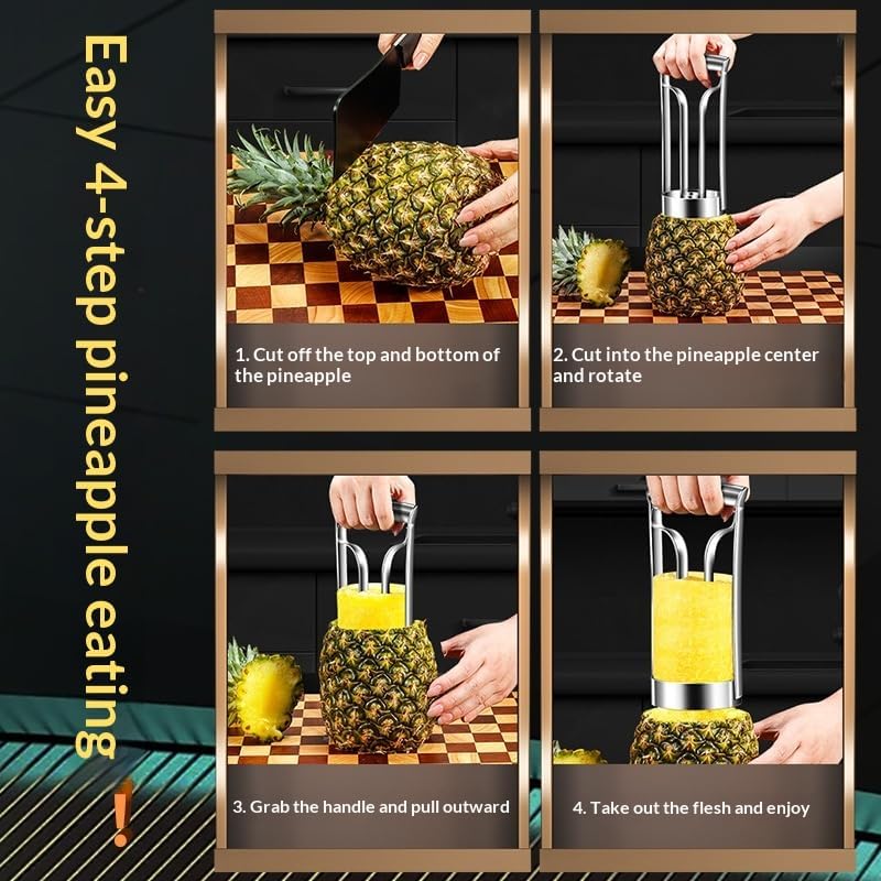 Stainless Steel Pineapple Cutter Slicer and Corer, 8cm Easy Twist Fruit Core Remover Tool with Ergonomic Handle, Fast Peeler Ring Slicer for Kitchen (10cm)