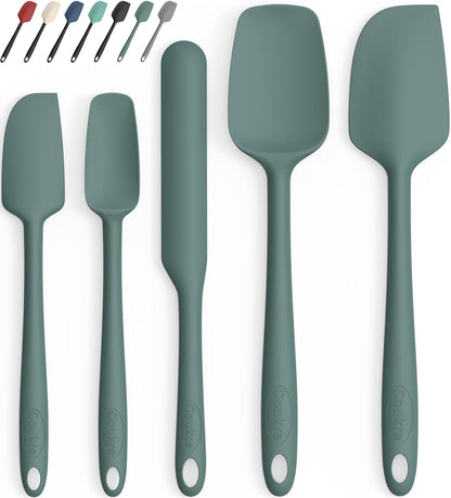 Coukre Silicone Spatula Set of 5,High Temperature Resistant, Food Grade Silicone, Dishwasher Safe, for Baking, Cooking (Pure Colorful A)