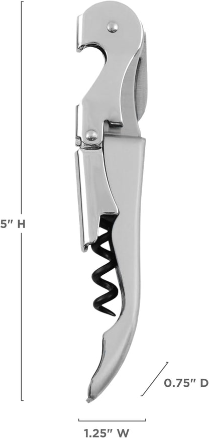 True Truetap Double Hinged Waiter's Corkscrew Wine Opener, Stainless Steel Wine Bottle Opener with Built In Foil Cutter, Home Bar Tools, Bar Cart Accessories, Wedding Gifts, Set of 1, Black