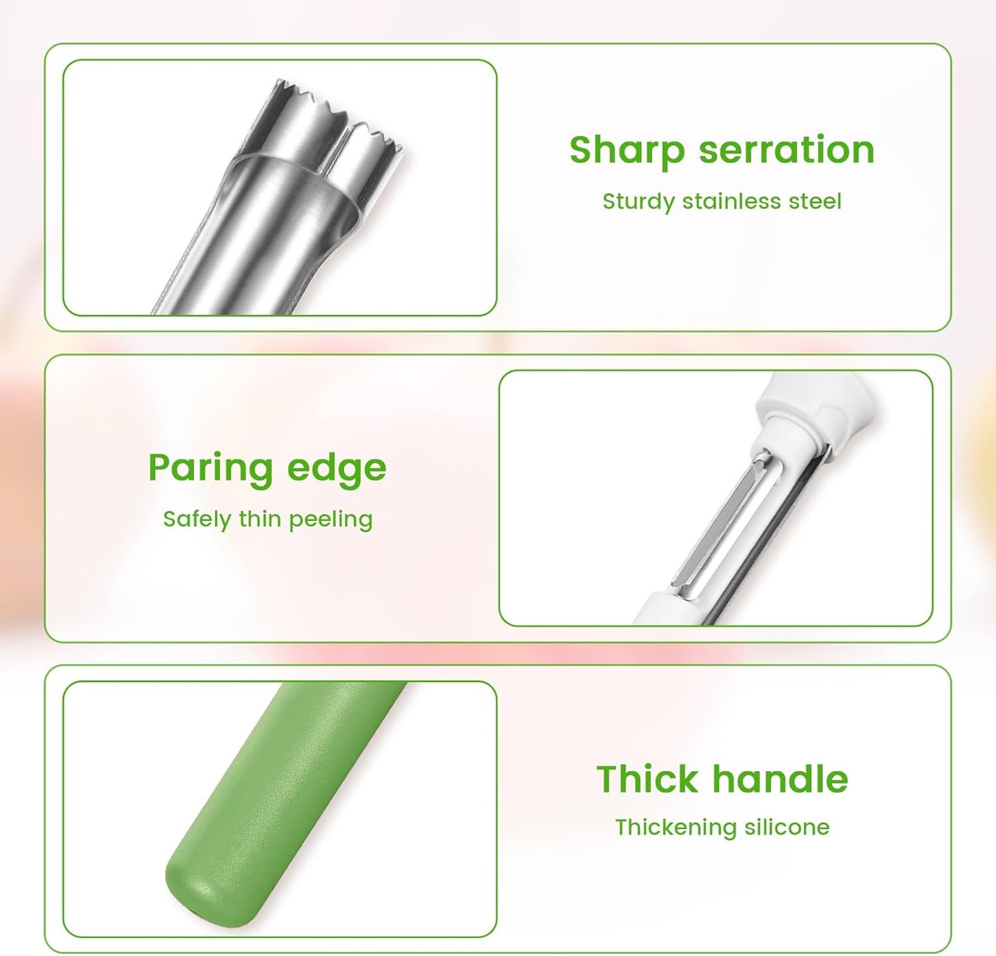 Red Apple Corer and Peeler, Multi Functional Apple Corer for Bell Peppers Pears,Stainless Steel 2-In-1 Household Kitchenware, Plastic-Handle,Fruit and Vegetable Peeling Tool,Christmas Halloween Gifts