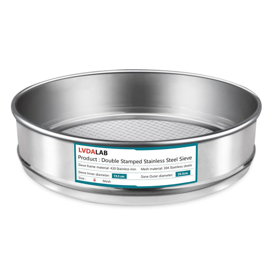 304 Stainless Steel Mesh Lab Sieve, 10 Mesh (2mm) Aperture Test Sieve, 7.9Inch(20cm) Diameter Economy Standard Analysis Sample Test Sieves for Industrial Laboratory Homes - Colors B