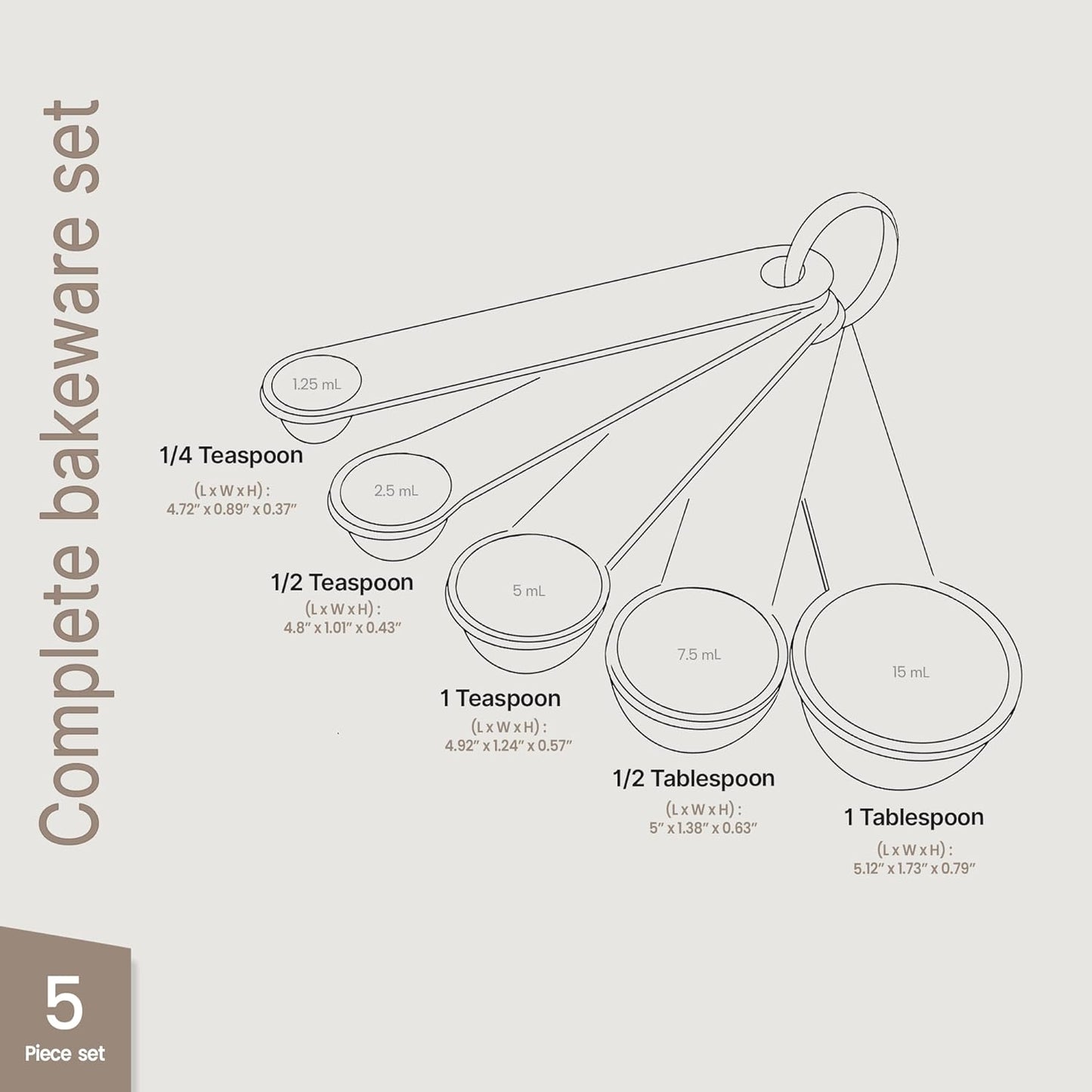 Premium Measuring Spoons Set - Magnetic, Dual-Sided, & Dishwasher Safe - Accurate and Durable for Cooking and Baking - 6 Convenient Sizes - U.S. and Metric Measurements