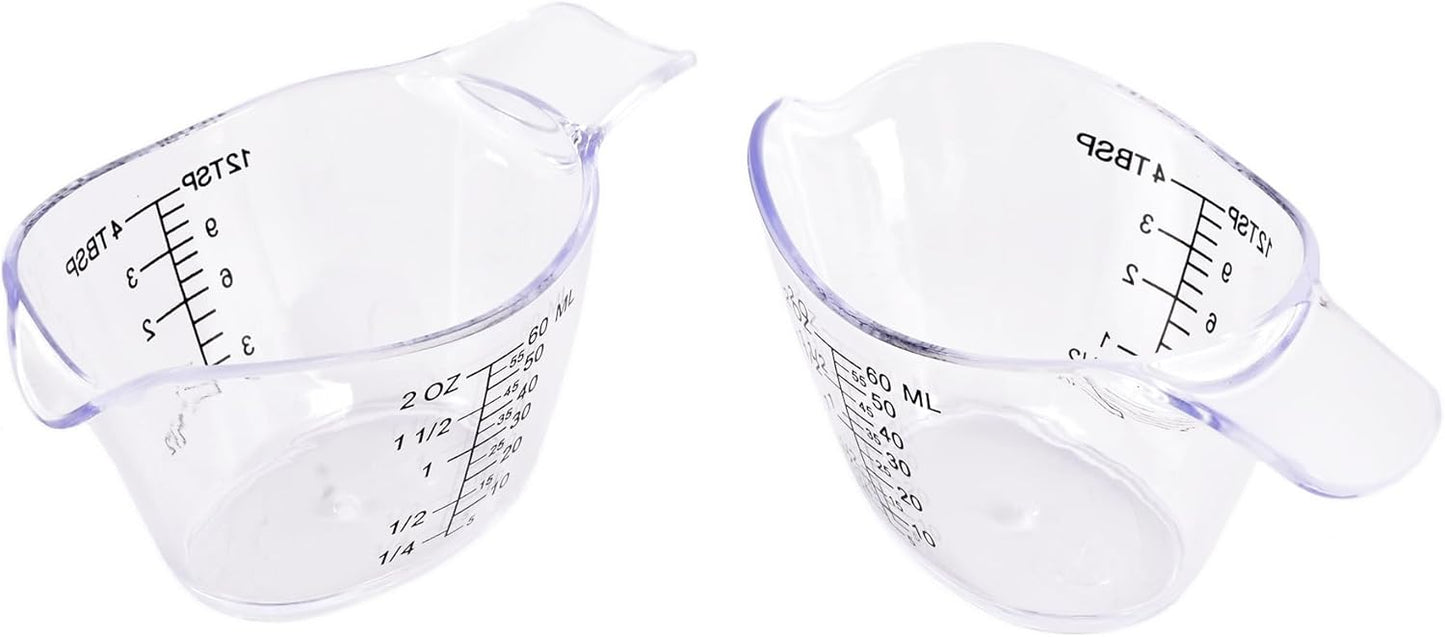 4 Pack Small Measuring Cups, 2oz/60ml Mini Measuring Cup with tsp/Tbsp/oz/ml Markings, Clear Easy-Read Scale for Kitchen, Resin, DIY, Beauty Mixing (4)