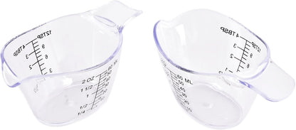 4 Pack Small Measuring Cups, 2oz/60ml Mini Measuring Cup with tsp/Tbsp/oz/ml Markings, Clear Easy-Read Scale for Kitchen, Resin, DIY, Beauty Mixing (4)