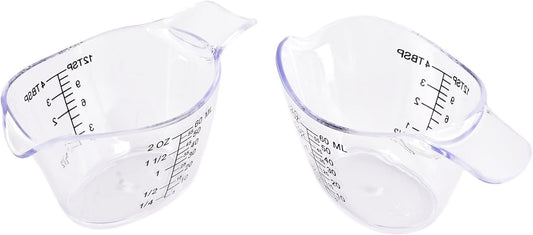 4 Pack Small Measuring Cups, 2oz/60ml Mini Measuring Cup with tsp/Tbsp/oz/ml Markings, Clear Easy-Read Scale for Kitchen, Resin, DIY, Beauty Mixing (4)