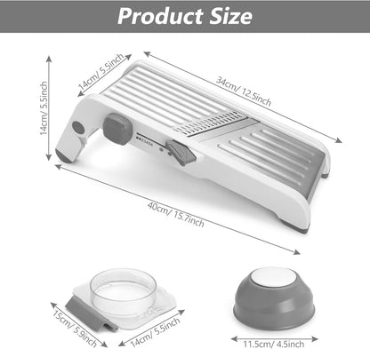 Mandoline Slicer for Kitchen, Adjustable Stainless Steel Mandoline Food Slicer, Onion Potato Cucumber Tomato Carrot Vegetable Fruit Slicer, Mandolin Veggie Cutter with Food Holder, Green